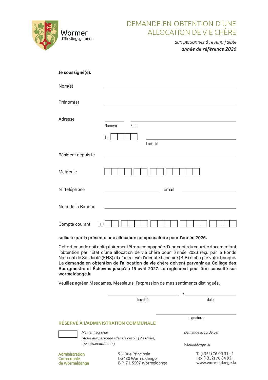 Demande-allocation-vie-chère 2026